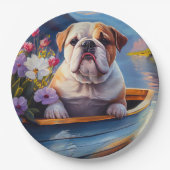 Engelse Bulldog op een peddel: een Schilderachtig Papieren Bordje (Voorkant)