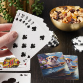 Engelse Bulldog op een peddel: een Schilderachtig  Pokerkaarten (Insitu)