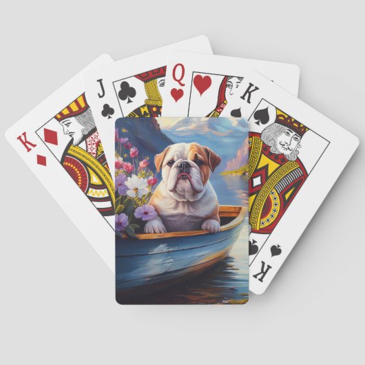 Engelse Bulldog op een peddel: een Schilderachtig  Pokerkaarten (Achterkant)