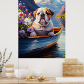 Engelse Bulldog op een peddel: een Schilderachtig  Poster (Keuken)