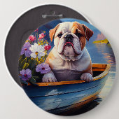 Engelse Bulldog op een peddel: een Schilderachtig  Ronde Button 6,0 Cm (Voorkant /achterkant)
