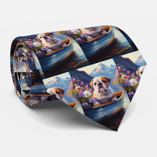 Engelse Bulldog op een peddel: een Schilderachtig  Stropdas (Opgerold)