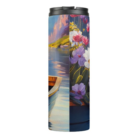 Engelse Bulldog op een peddel: een Schilderachtig  Thermosbeker (Achterkant)