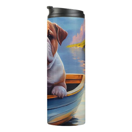 Engelse Bulldog op een peddel: een Schilderachtig  Thermosbeker (Geroteerd rechts)