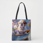 Engelse Bulldog op een peddel: een Schilderachtig  Tote Bag (Voorkant)