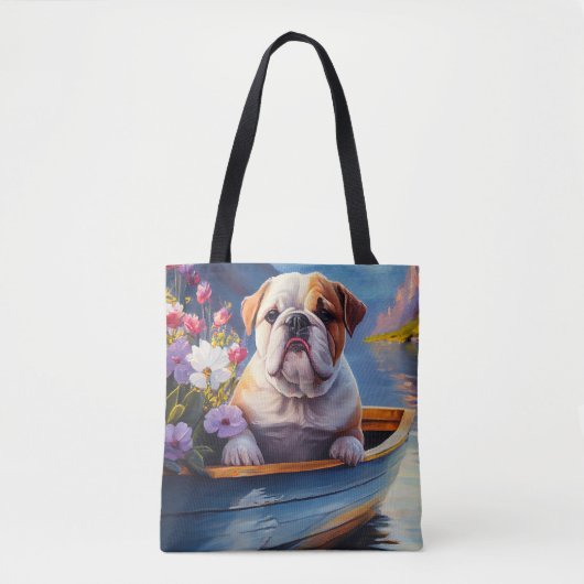 Engelse Bulldog op een peddel: een Schilderachtig  Tote Bag (Voorkant)