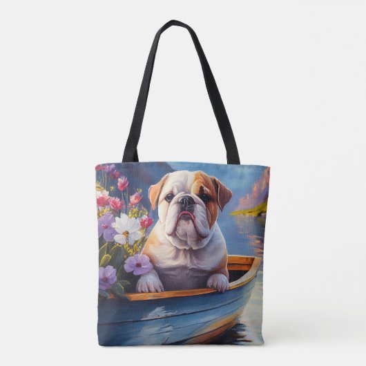 Engelse Bulldog op een peddel: een Schilderachtig  Tote Bag (Achterkant)