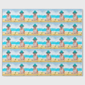Engelse Bulldog op Strand Cadeaupapier (Vlak)
