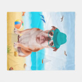 Engelse Bulldog op Strand Fleece Deken (Voorkant (Horizontaal))