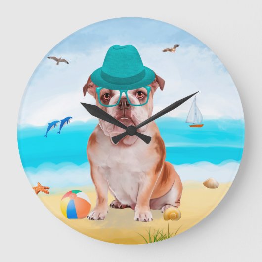 Engelse Bulldog op Strand Grote Klok (Voorkant)