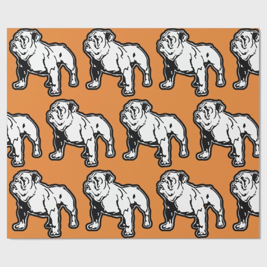 Engelse Bulldog Oranje Print Birthday Cadeaupapier (Vlak)