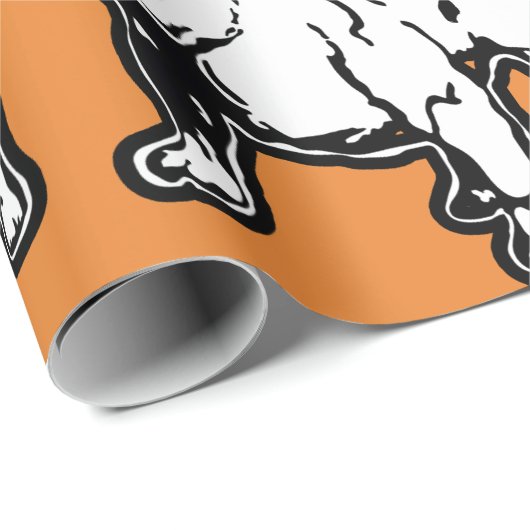 Engelse Bulldog Oranje Print Birthday Cadeaupapier (Rol Hoek)
