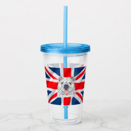 Engelse Bulldog Original Art met Britse vlag Acryl Drinkbeker
