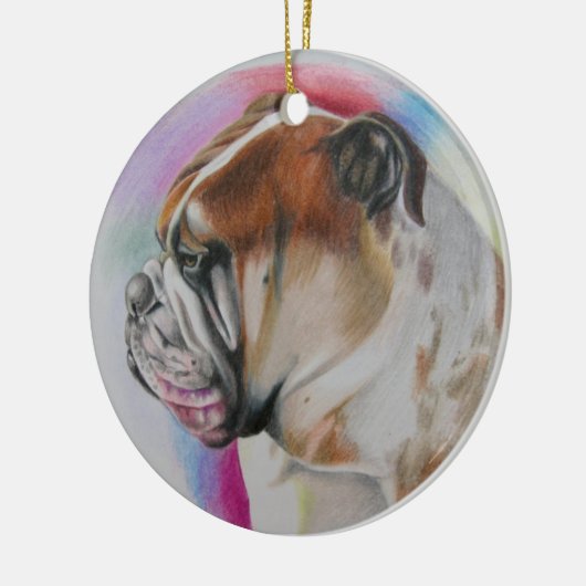 Engelse Bulldog-ornament Keramisch Ornament (Links)