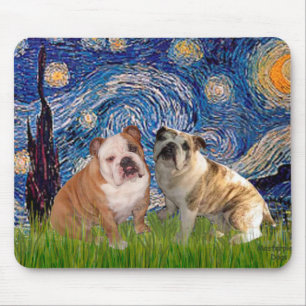 Engelse Bulldog Paar 2 - Sterrennacht Muismat
