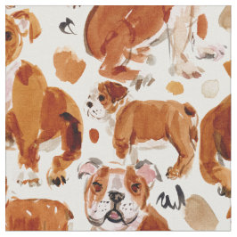 ENGELSE BULLDOG Painterly Waterverf Dog Patroon Stof