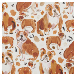 ENGELSE BULLDOG Painterly Waterverf Dog Patroon Stof