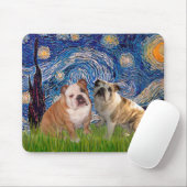 Engelse Bulldog Pair 2 - Sterrennacht Muismat (Met muis)