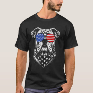 Engelse Bulldog Patriotic 4th of July Amerikaans T-shirt