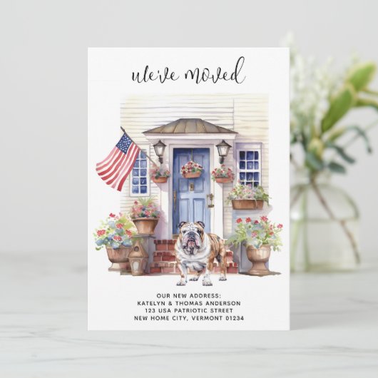 Engelse Bulldog Patriottische Gepersonaliseerde Ho Aankondiging (Staand voorkant)