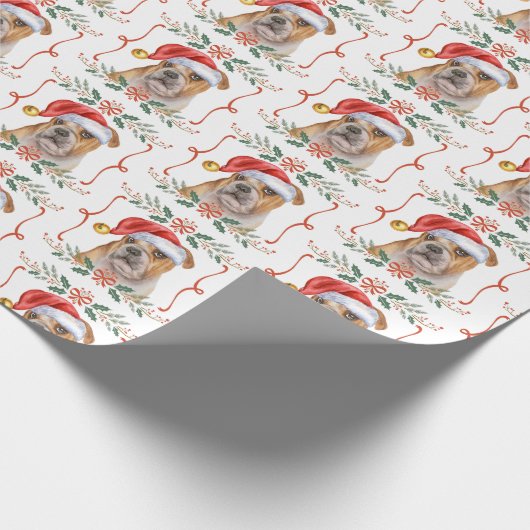 Engelse Bulldog Patroon Kerstmis Cadeaupapier (Hoek)