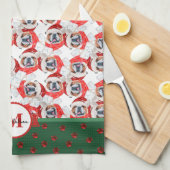 Engelse Bulldog Patroon Monogram Kerstmis Hond Theedoek (Quarter Fold)