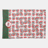 Engelse Bulldog Patroon Monogram Kerstmis Hond Theedoek (Horizontaal)