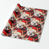 Engelse Bulldog Patterned Kerstmis Cadeaupapier (Uitgerold)