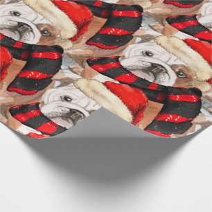 Engelse Bulldog Patterned Kerstmis Cadeaupapier
