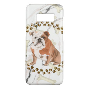Engelse Bulldog Paw Prints en marmer Background Case-Mate Samsung Galaxy S8 Hoesje