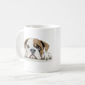 Engelse Bulldog Peeking Schattige Schattig Funny A Koffiemok (Voorkant links)
