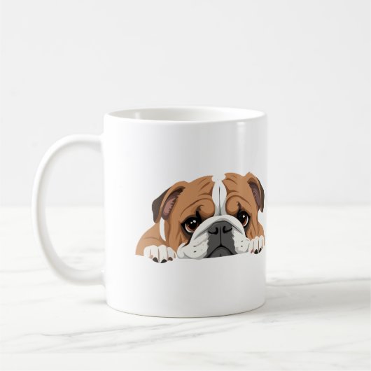 Engelse Bulldog Peeking Schattige Schattig Funny A Koffiemok (Links)