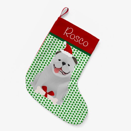 Engelse Bulldog Personalized Kleine Kerstsok (Voorkant (Hangend))