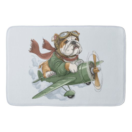 Engelse Bulldog Piloot Vliegtuig Badmat (Voorkant)