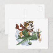 Engelse Bulldog Piloot Vliegtuig Briefkaart (Voorkant / Achterkant)