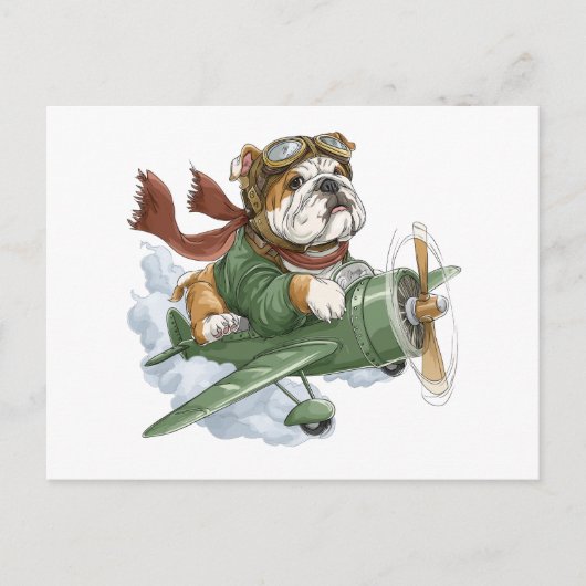 Engelse Bulldog Piloot Vliegtuig Briefkaart (Voorkant)