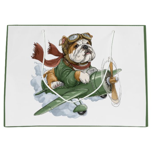 Engelse Bulldog Piloot Vliegtuig Groot Cadeauzakje (Voorkant)
