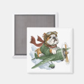 Engelse Bulldog Piloot Vliegtuig Magneet (Voorkant / Achterkant)