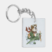 Engelse Bulldog Piloot Vliegtuig Sleutelhanger (Voorkant Links)