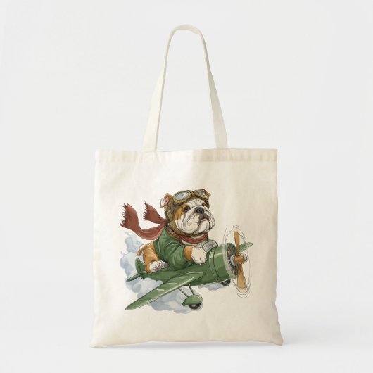 Engelse Bulldog Piloot Vliegtuig Tote Bag (Voorkant)