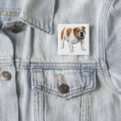 Engelse Bulldog Pin Vierkante Button 5,1 Cm (In situ)