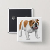 Engelse Bulldog Pin Vierkante Button 5,1 Cm (Voorkant /achterkant)