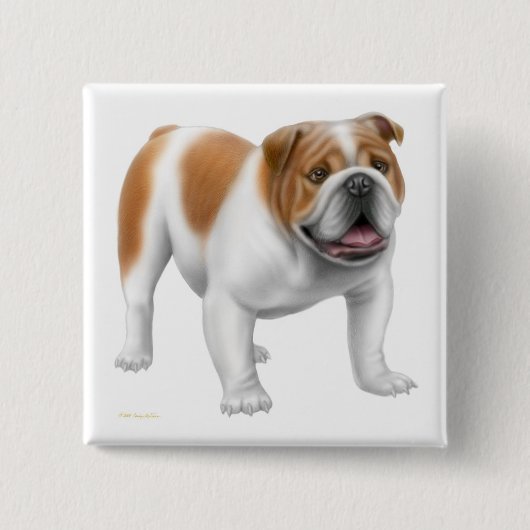 Engelse Bulldog Pin Vierkante Button 5,1 Cm (Voorkant)