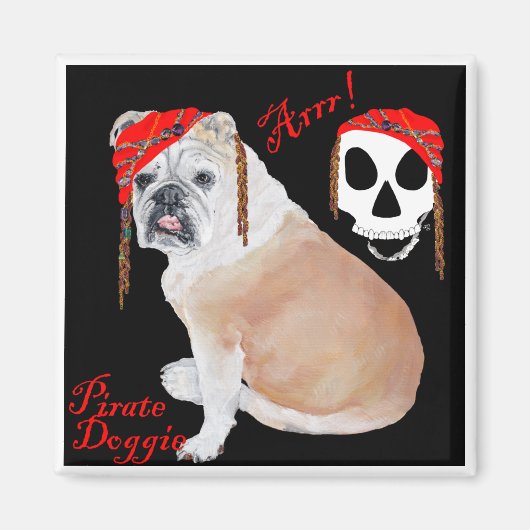 Engelse Bulldog Pirate Magnet (Voorkant)