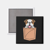 Engelse Bulldog Pocket Dog Magneet (Voorkant / Achterkant)