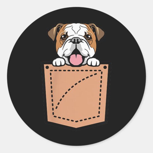 Engelse Bulldog Pocket Dog Ronde Sticker (Voorkant)