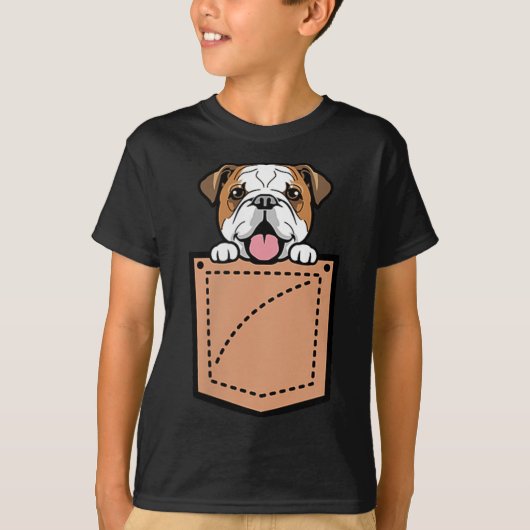 Engelse Bulldog Pocket Dog T-shirt (Voorkant)