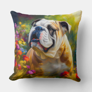 Engelse Bulldog Portrait Impressionist Style Kussen