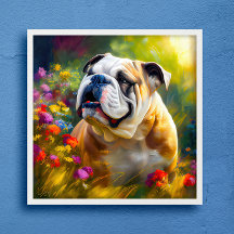 Engelse Bulldog Portrait Impressionist Style