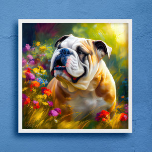 Engelse Bulldog Portrait Impressionist Style Poster